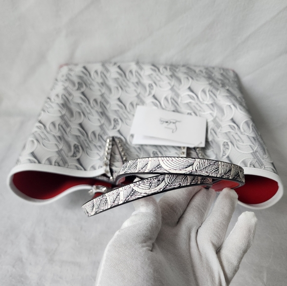 Auth New Christian Louboutin Cabata White/Black Tote - Picture 9 of 10